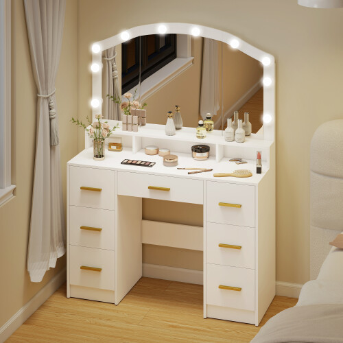Homcom Tocador de Maquillaje Blanco 110 x 40 x 150 cm 1
