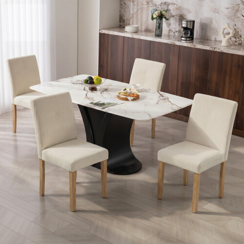 Homcom Sillas de Comedor Beige 44 x 56 x 90 cm 1