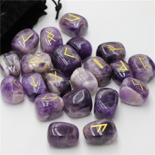 25pcs Natural Amethyst Rune Stone Irregular Divination Agate Rune Gift Decoration Red 2