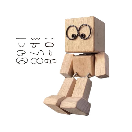 Wooden Bobblehead Man Decor for Car Dashboard and Desktop 1