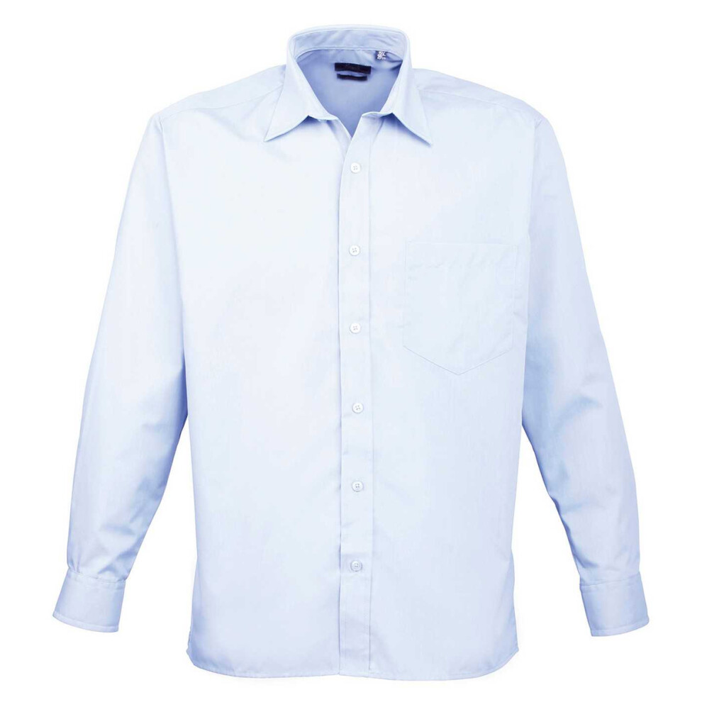 Premier (14.5 In, Light Blue) Mens Poplin Long-Sleeved Shirt
