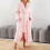 Women's Fleece Robe Solid Pink M 5