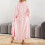 Women's Fleece Robe Solid Pink M 6