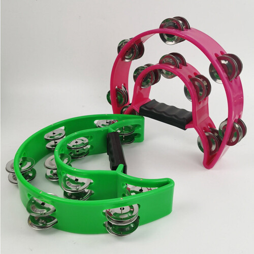 Metal Half Moon Tambourines with Ergonomic Handle 6-Pack 2
