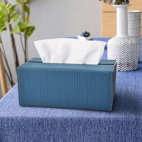 (As show, One size) Rectangular Leather Tissue Box Tissue Box for Home Car 1
