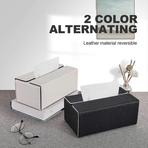 (As show, One size) Rectangular Leather Tissue Box Tissue Box for Home Car 1