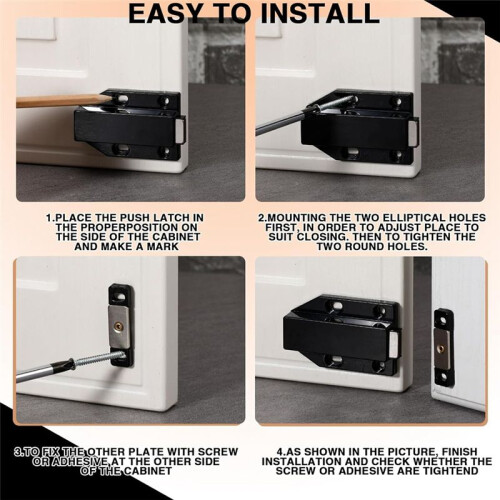 8 Pack Magnetic Push  Heavy Duty Push to Open Cabinet Hardware Push Release Magnets Touch , Black 2
