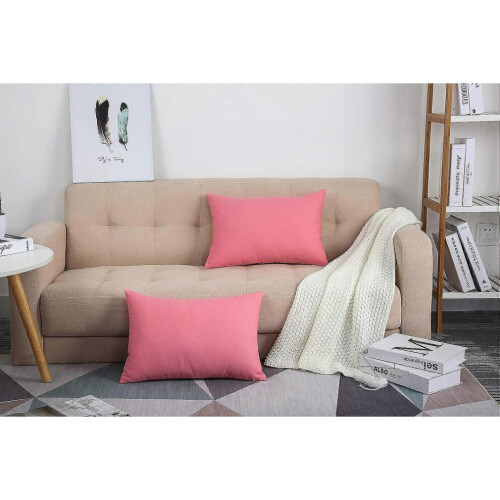 (As show, One size) Housses de coussin décoratives faites main en toile 100% coton uni. 2
