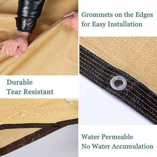 (As show, One size) Toldo rectangular beige, resistente a los rayos UV, transpirable, con un 90% de protección solar para 1