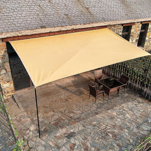 (As show, One size) Toldo rectangular beige, resistente a los rayos UV, transpirable, con un 90% de protección solar para 2