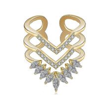 (As show, One size) Guld Statement-ringar för kvinnor 14k guldpläterad silver roséguld onda ögat chevron spetsig V-formad