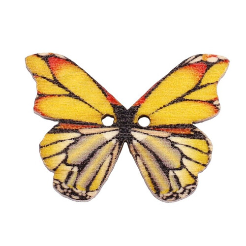 200Pcs 2 Holes Mixed Butterfly Wooden Button Sewing Scrapbooking DIY 2