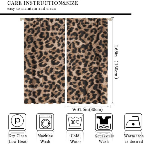 Leopard Print Curtains Brown Animal Texture 52x63 Inch 2 1
