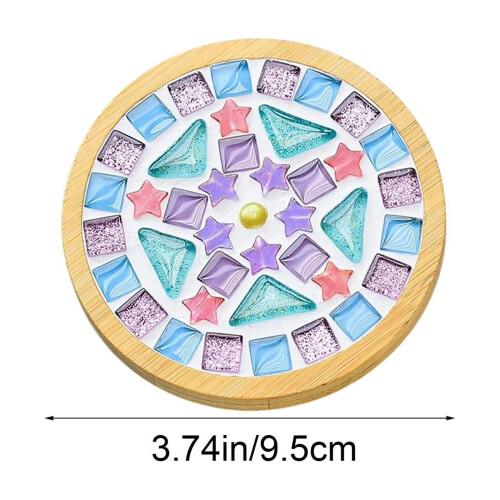 DIY Mosaic Tile Coaster Kit Wooden Cup Mat Set 4 pcs 2
