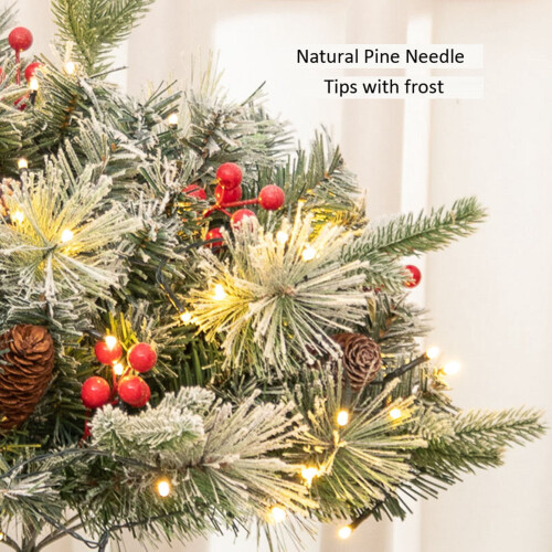 Pre-Lit Artificial Christmas Tree Urn Filler with LED 2