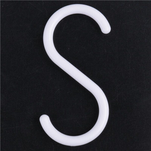 3 Pcs White Plastic S Shaped Hanging Hooks Scarf Apparel Hangers 1
