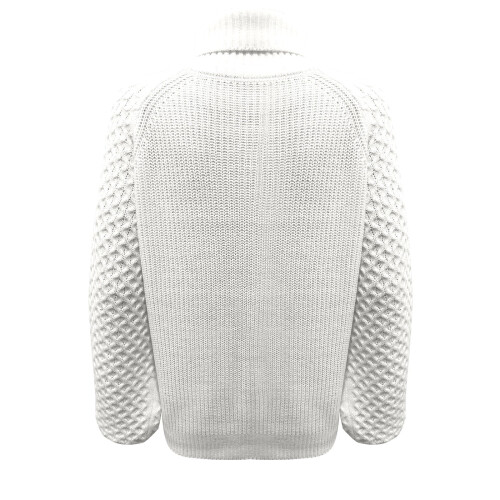 Women's Cable Knit Turtleneck Sweater White L 2