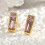 Pink Zirconia Stud Earrings Gold Plated 1 Pair 3