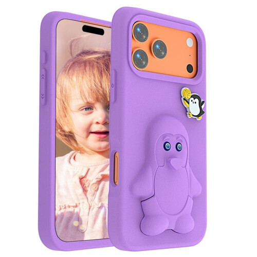 Cartoon Penguin EVA Phone Case for iPhone 17 Pro Purple 1