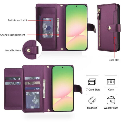 Samsung Galaxy A56 5G 6.7" Wallet Case Dark Purple 1