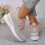 Willtoo Women's Glitter Rhinestone Wedge Sneakers Pink 6