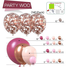 (As show, One size) Kit d'arche de ballons rose poudré, guirlande de 140 ballons roses, ballons or rose, ballons métallisés