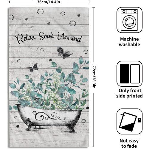 Hand Towel Set Green Leaves 2 Pack Absorbent Soft 1