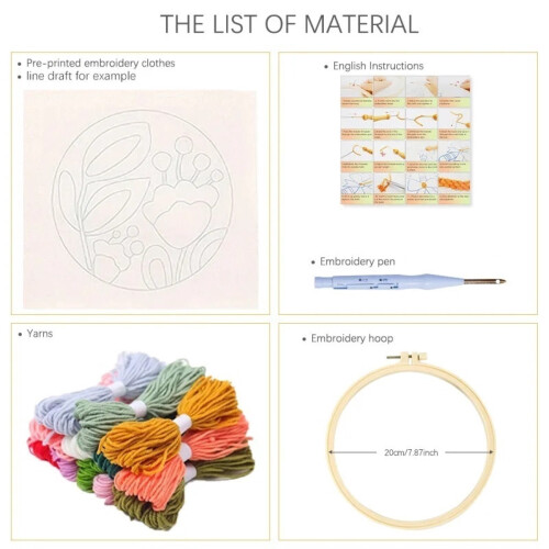 Punch Needle Embroidery Starter Kit 20x20 cm 2