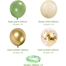 (As show, One size) Ballons confettis vert sauge et or - 50 ballons en latex métallisé vert olive et or rose pour anniversaire,