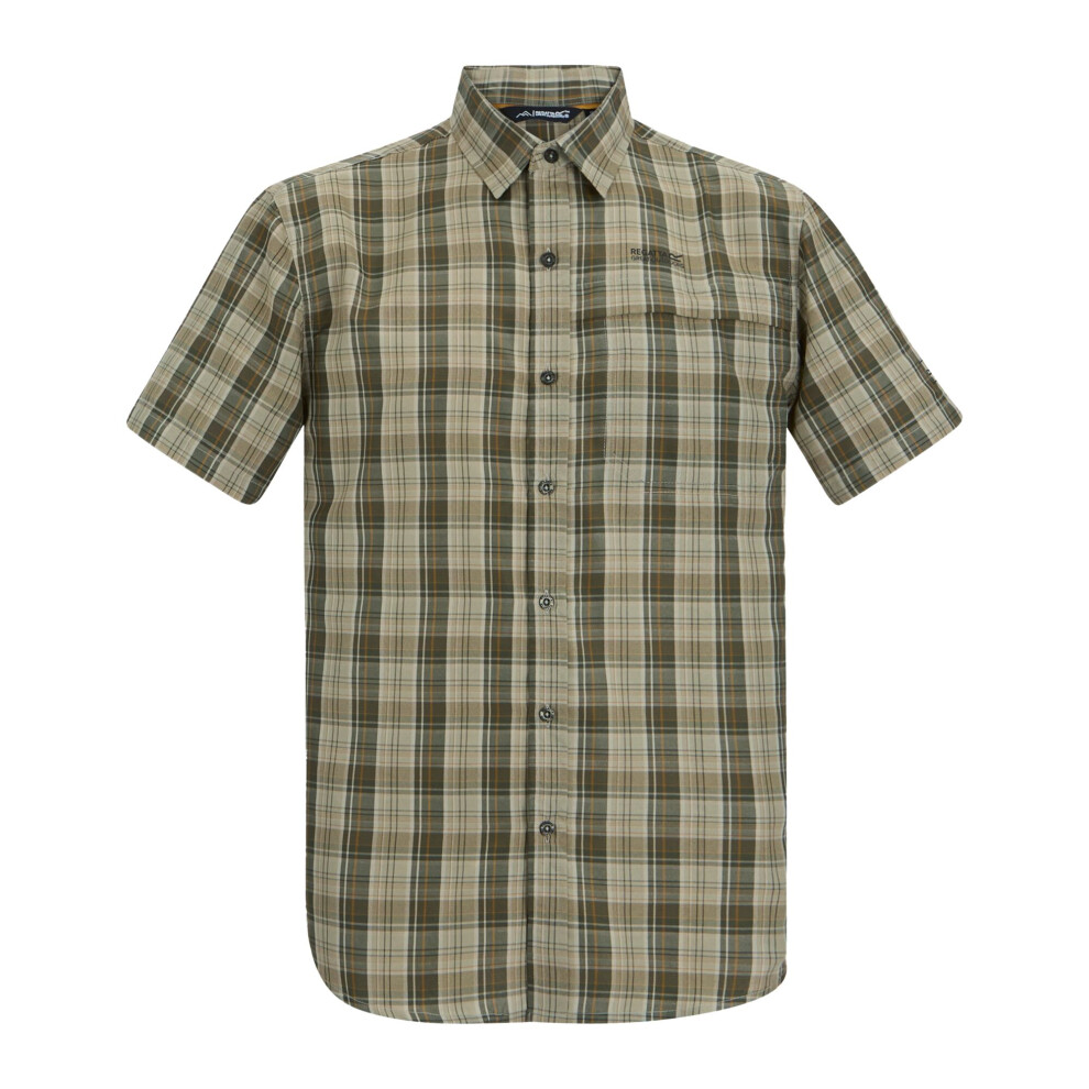 Regatta Men's Light Mindano Multi Check Short-Sleeved Shirt - Sage - L - Sage - 90% Polyester/10% Viscose - Image 2