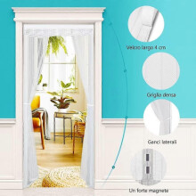 (As show, One size) Moustiquaire Magntique Blanche Pour Porte,Rideau en Maille, Porte Avec Totalement, se Ferme Seule Pour