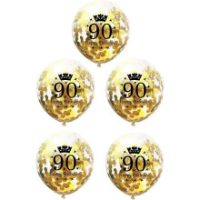 (As show, One size) Ballons chiffres 90 dorés - Décorations pour 90e anniversaire, ballons de 30 cm, ballons « Joyeux anniversaire »,