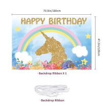 (As show, One size) Bannière « Joyeux anniversaire » Licorne Arc-en-ciel, toile de fond Licorne pour femmes et filles, fond