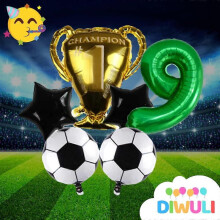 (As show, One size) Kit de décoration de fête sur le thème du football : ballon numéro 9 vert, ballons de football, décorations
