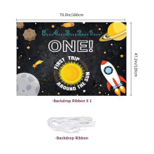 (As show, One size) Décor de fond pour fête d'anniversaire d'enfant (garçon) sur le thème de l'espace : fusée spatiale,