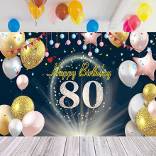 (As show, One size) Bannière « Joyeux anniversaire », décorations de fond pour un 80e anniversaire, ballons colorés, articles