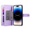 Purple Leather Wallet Case for iPhone 14 Pro 6.1 inch with 3