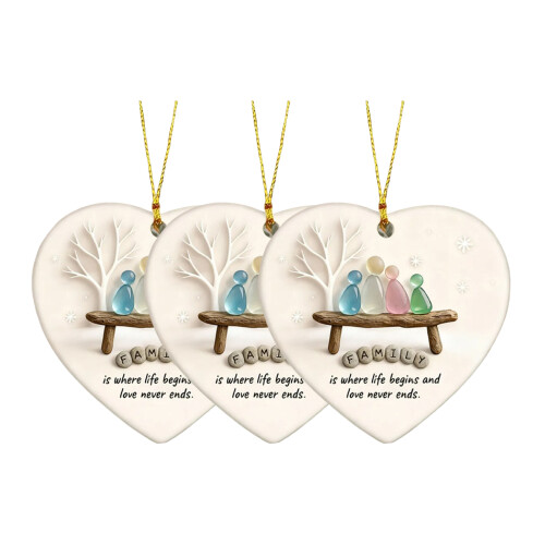 Heart-Shaped Sea Glass Ornament Handmade 1pc 1
