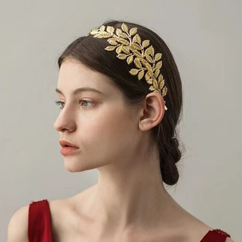 Vintage gold leaf headband for formal events 2