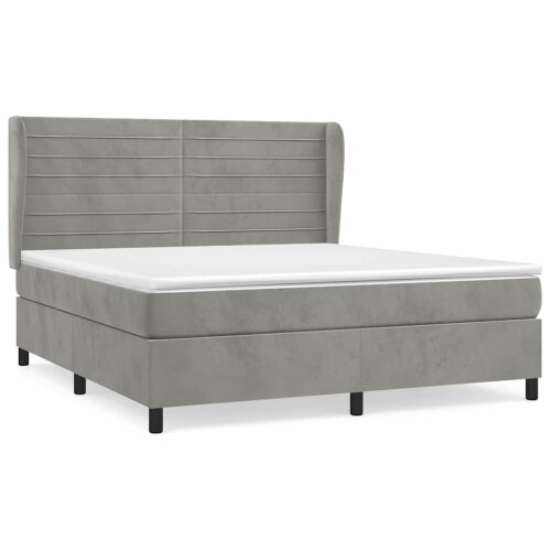 VidaXL vidaXL Boxspringbett mit Matratze Hellgrau 160x200 cm Samt 1