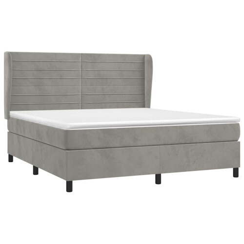 VidaXL vidaXL Boxspringbett mit Matratze Hellgrau 160x200 cm Samt 2