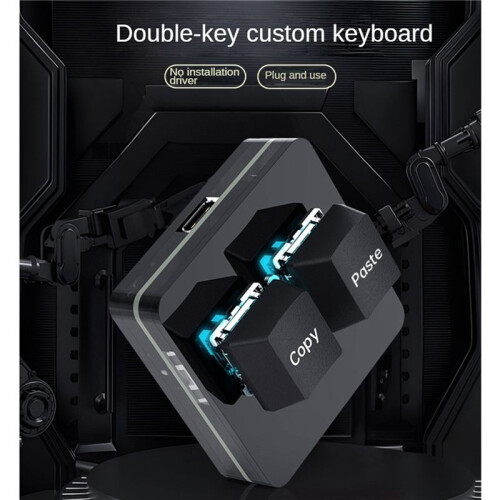 3X Custom  Keyboard 2 Key RGB Macro OSU Keypad Programmable Mechanical Keyboard for Gaming Working, Black Type B 2