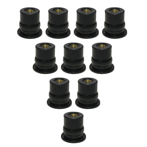Rubber Motorcycle Windshield Nuts M6 10-Pack 2