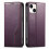 Purple Leather Flip Wallet Case for iPhone 15 6.1-Inch with 2