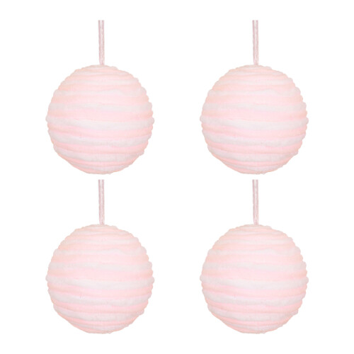 Christmas Ornament Balls Pink Shatterproof Foam 4 Pcs 1