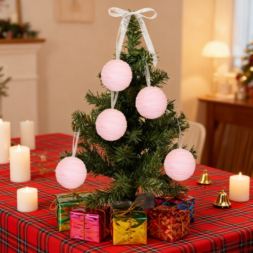 Christmas Ornament Balls Pink Shatterproof Foam 4 Pcs 2