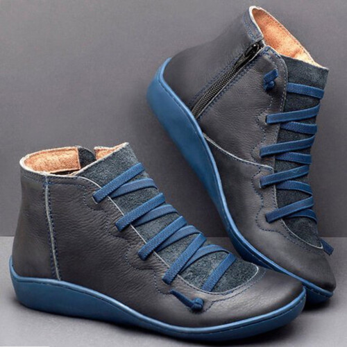 Women's Vintage Ankle Boots Waterproof Arch Support Side 1