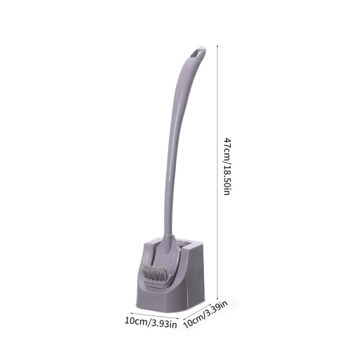 Toilet Brush Long Handle Rustproof Cleaner Set Grey 18.5 2