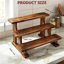 2 Pack 3 Tier Wooden Coffee Mug Display Shelf, Countertop Mug Storage Organizer for Kitchen Pantry & Cabinet