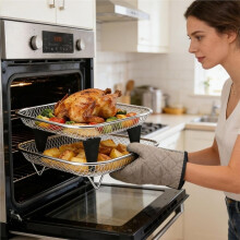 Airfryer Accessories, Hot Air Fryer Accessories, Square, Stackable Airfryer Grid for Hot Air Fryer, Stainless Steel 304